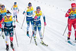 03.01.2022, Val di Fiemme, Italy (ITA): Tiril Udnes Weng (NOR), Kerttu Niskanen (FIN), Tatiana Sorina (RUS), (l-r)  - FIS world cup cross-country, tour de ski, mass women, Val di Fiemme (ITA). www.nordicfocus.com. © Modica/NordicFocus. Every downloaded picture is fee-liable.