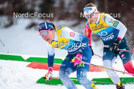 03.01.2022, Val di Fiemme, Italy (ITA): Kerttu Niskanen (FIN), Tiril Udnes Weng (NOR), (l-r)  - FIS world cup cross-country, tour de ski, mass women, Val di Fiemme (ITA). www.nordicfocus.com. © Modica/NordicFocus. Every downloaded picture is fee-liable.