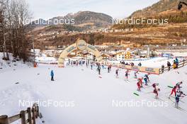 03.01.2022, Val di Fiemme, Italy (ITA): Track atmosphere: start of womenÕs race  - FIS world cup cross-country, tour de ski, mass women, Val di Fiemme (ITA). www.nordicfocus.com. © Modica/NordicFocus. Every downloaded picture is fee-liable.