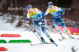 03.01.2022, Val di Fiemme, Italy (ITA): Johanna Matintalo (FIN), Anne Kylloenen (FIN), (l-r)  - FIS world cup cross-country, tour de ski, mass women, Val di Fiemme (ITA). www.nordicfocus.com. © Modica/NordicFocus. Every downloaded picture is fee-liable.