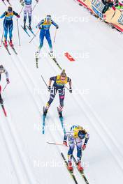 03.01.2022, Val di Fiemme, Italy (ITA): Nadine Faehndrich (SUI), Anamarija Lampic (SLO), Jessie Diggins (USA), Charlotte Kalla (SWE), (l-r)  - FIS world cup cross-country, tour de ski, mass women, Val di Fiemme (ITA). www.nordicfocus.com. © Modica/NordicFocus. Every downloaded picture is fee-liable.