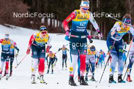 03.01.2022, Val di Fiemme, Italy (ITA): Anne Kjersti Kalvaa (NOR), Johanna Matintalo (FIN), (l-r)  - FIS world cup cross-country, tour de ski, mass women, Val di Fiemme (ITA). www.nordicfocus.com. © Modica/NordicFocus. Every downloaded picture is fee-liable.