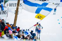 27.02.2022, Lahti Finland (FIN): Johannes Hoesflot Klaebo (NOR), Iivo Niskanen (FIN), (l-r)  - FIS world cup cross-country, 15km men, Lahti (FIN). www.nordicfocus.com. © Thibaut/NordicFocus. Every downloaded picture is fee-liable.