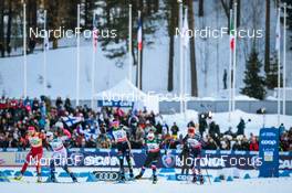 26.02.2022, Lahti Finland (FIN): Natalia Nepryaeva (RUS), Moa Olsson (SWE), Sofie Krehl (GER), Tereza Beranova (CZE), Hailey Swirbul (USA), (l-r)  - FIS world cup cross-country, individual sprint, Lahti (FIN). www.nordicfocus.com. © Modica/NordicFocus. Every downloaded picture is fee-liable.