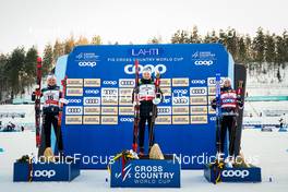 26.02.2022, Lahti Finland (FIN): Emma Ribom (SWE), Jonna Sundling (SWE), Maja Dahlqvist (SWE), (l-r) - FIS world cup cross-country, individual sprint, Lahti (FIN). www.nordicfocus.com. © Thibaut/NordicFocus. Every downloaded picture is fee-liable.