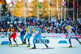 26.02.2022, Lahti Finland (FIN): Qiang Wang (CHN), Janik Riebli (SUI), Arnaud Chautemps (FRA), Michael Hellweger (ITA), Anton Persson (SWE), (l-r)  - FIS world cup cross-country, individual sprint, Lahti (FIN). www.nordicfocus.com. © Modica/NordicFocus. Every downloaded picture is fee-liable.
