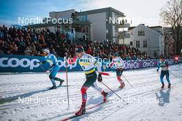 03.03.2022, Drammen, Norway (NOR): Richard Jouve (FRA), Sivert Wiig (NOR), Harald Oestberg Amundsen (NOR), Jovian Hediger (SUI), (l-r)  - FIS world cup cross-country, individual sprint, Drammen (NOR). www.nordicfocus.com. © Modica/NordicFocus. Every downloaded picture is fee-liable.