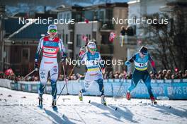 03.03.2022, Drammen, Norway (NOR): Maja Dahlqvist (SWE), Anna Dyvik (SWE), Nadine Faehndrich (SUI), (l-r)  - FIS world cup cross-country, individual sprint, Drammen (NOR). www.nordicfocus.com. © Modica/NordicFocus. Every downloaded picture is fee-liable.