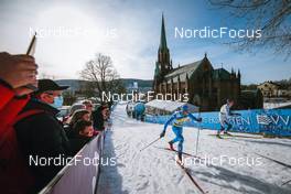 03.03.2022, Drammen, Norway (NOR): Federico Pellegrino (ITA), Johan Haeggstroem (SWE), (l-r)  - FIS world cup cross-country, individual sprint, Drammen (NOR). www.nordicfocus.com. © Modica/NordicFocus. Every downloaded picture is fee-liable.