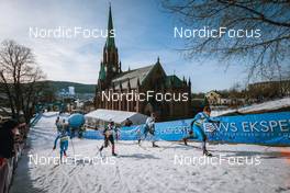 03.03.2022, Drammen, Norway (NOR): Federico Pellegrino (ITA), Antoine Cyr (CAN), Joni Maki (FIN), Renaud Jay (FRA), (l-r)  - FIS world cup cross-country, individual sprint, Drammen (NOR). www.nordicfocus.com. © Modica/NordicFocus. Every downloaded picture is fee-liable.