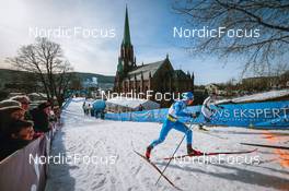 03.03.2022, Drammen, Norway (NOR): Federico Pellegrino (ITA), Johan Haeggstroem (SWE), (l-r)  - FIS world cup cross-country, individual sprint, Drammen (NOR). www.nordicfocus.com. © Modica/NordicFocus. Every downloaded picture is fee-liable.