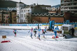 03.03.2022, Drammen, Norway (NOR): Julie Myhre (NOR), Maja Dahlqvist (SWE), Laura Gimmler (GER), Jonna Sundling (SWE), Maiken Caspersen Falla (NOR), Anamarija Lampic (SLO), (l-r)  - FIS world cup cross-country, individual sprint, Drammen (NOR). www.nordicfocus.com. © Modica/NordicFocus. Every downloaded picture is fee-liable.