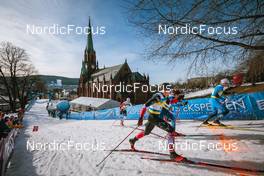 03.03.2022, Drammen, Norway (NOR): Haakon Skaanes (NOR), Graham Ritchie (CAN), Lucas Chanavat (FRA), (l-r)  - FIS world cup cross-country, individual sprint, Drammen (NOR). www.nordicfocus.com. © Modica/NordicFocus. Every downloaded picture is fee-liable.