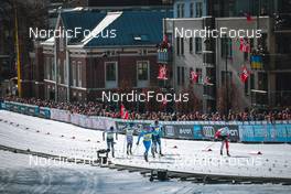 03.03.2022, Drammen, Norway (NOR): Lauri Vuorinen (FIN), George Ersson (SWE), Federico Pellegrino (ITA), Joni Maki (FIN), Paal Troean Aune (NOR), (l-r)  - FIS world cup cross-country, individual sprint, Drammen (NOR). www.nordicfocus.com. © Modica/NordicFocus. Every downloaded picture is fee-liable.