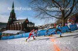 03.03.2022, Drammen, Norway (NOR): Kamil Bury (POL), Simen Myhre (NOR), Ristomatti Hakola (FIN), Ondrej Cerny (CZE), George Ersson (SWE), (l-r)  - FIS world cup cross-country, individual sprint, Drammen (NOR). www.nordicfocus.com. © Modica/NordicFocus. Every downloaded picture is fee-liable.