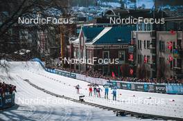 03.03.2022, Drammen, Norway (NOR): Harald Oestberg Amundsen (NOR), Qiang Wang (CHN), Sivert Wiig (NOR), Jovian Hediger (SUI), Lucas Chanavat (FRA), Richard Jouve (FRA), (l-r)  - FIS world cup cross-country, individual sprint, Drammen (NOR). www.nordicfocus.com. © Modica/NordicFocus. Every downloaded picture is fee-liable.