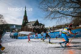 03.03.2022, Drammen, Norway (NOR): Kamil Bury (POL), Simen Myhre (NOR), Ristomatti Hakola (FIN), Ondrej Cerny (CZE), Theo Schely (FRA), George Ersson (SWE), (l-r)  - FIS world cup cross-country, individual sprint, Drammen (NOR). www.nordicfocus.com. © Modica/NordicFocus. Every downloaded picture is fee-liable.