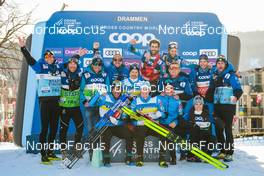 03.03.2022, Drammen, Norway (NOR): Lucas Chanavat (FRA), Richard Jouve (FRA), (l-r)  - FIS world cup cross-country, individual sprint, Drammen (NOR). www.nordicfocus.com. © Modica/NordicFocus. Every downloaded picture is fee-liable.
