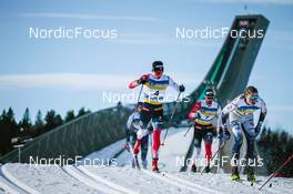 06.03.2022, Oslo, Norway (NOR): Harald Oestberg Amundsen (NOR), Hans Christer Holund (NOR), William Poromaa (SWE), (l-r)  - FIS world cup cross-country, mass men, Oslo (NOR). www.nordicfocus.com. © Modica/NordicFocus. Every downloaded picture is fee-liable.