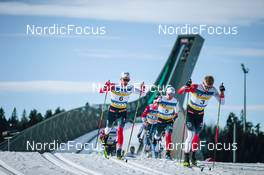 06.03.2022, Oslo, Norway (NOR): Didrik Toenseth (NOR), Sjur Roethe (NOR), Martin Loewstroem Nyenget (NOR), (l-r)  - FIS world cup cross-country, mass men, Oslo (NOR). www.nordicfocus.com. © Modica/NordicFocus. Every downloaded picture is fee-liable.
