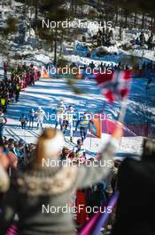 06.03.2022, Oslo, Norway (NOR): Oskar Svensson (SWE), Alvar Johannes Alev (EST), Jens Burman (SWE), (l-r)  - FIS world cup cross-country, mass men, Oslo (NOR). www.nordicfocus.com. © Modica/NordicFocus. Every downloaded picture is fee-liable.