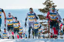 06.03.2022, Oslo, Norway (NOR): Sjur Roethe (NOR), Martin Loewstroem Nyenget (NOR), William Poromaa (SWE), Simen Hegstad Krueger (NOR), (l-r)  - FIS world cup cross-country, mass men, Oslo (NOR). www.nordicfocus.com. © Modica/NordicFocus. Every downloaded picture is fee-liable.