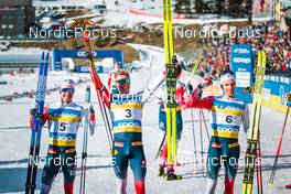 06.03.2022, Oslo, Norway (NOR): Sjur Roethe (NOR), Martin Loewstroem Nyenget (NOR), Didrik Toenseth (NOR), (l-r)  - FIS world cup cross-country, mass men, Oslo (NOR). www.nordicfocus.com. © Modica/NordicFocus. Every downloaded picture is fee-liable.