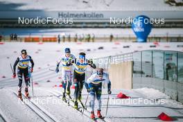 06.03.2022, Oslo, Norway (NOR): Scott Patterson (USA), Fredrik Andersson (SWE), Jonas Dobler (GER), Lauri Lepisto (FIN), (l-r)  - FIS world cup cross-country, mass men, Oslo (NOR). www.nordicfocus.com. © Modica/NordicFocus. Every downloaded picture is fee-liable.