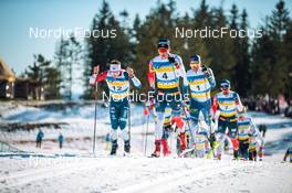 06.03.2022, Oslo, Norway (NOR): Andrew Musgrave (GBR), Harald Oestberg Amundsen (NOR), Iivo Niskanen (FIN), (l-r)  - FIS world cup cross-country, mass men, Oslo (NOR). www.nordicfocus.com. © Modica/NordicFocus. Every downloaded picture is fee-liable.