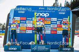 06.03.2022, Oslo, Norway (NOR): Sjur Roethe (NOR), Martin Loewstroem Nyenget (NOR), Didrik Toenseth (NOR), (l-r), (l-r) - FIS world cup cross-country, mass men, Oslo (NOR). www.nordicfocus.com. © Modica/NordicFocus. Every downloaded picture is fee-liable.