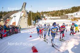 05.03.2022, Oslo, Norway (NOR): Krista Parmakoski (FIN), Kerttu Niskanen (FIN), Therese Johaug (NOR), Rosie Brennan (USA), Heidi Weng (NOR), Charlotte Kalla (SWE), Katharina Hennig (GER), (l-r)  - FIS world cup cross-country, mass women, Oslo (NOR). www.nordicfocus.com. © Thibaut/NordicFocus. Every downloaded picture is fee-liable.