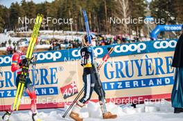 12.03.2022, Falun, Sweden (SWE): Therese Johaug (NOR), Jessie Diggins (USA), (l-r)  - FIS world cup cross-country, 10km women, Falun (SWE). www.nordicfocus.com. © Modica/NordicFocus. Every downloaded picture is fee-liable.