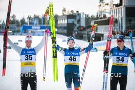 12.03.2022, Falun, Sweden (SWE): Calle Halfvarsson (SWE), Didrik Toenseth (NOR), Harald Oestberg Amundsen (NOR), (l-r) - FIS world cup cross-country, 15km men, Falun (SWE). www.nordicfocus.com. © Modica/NordicFocus. Every downloaded picture is fee-liable.