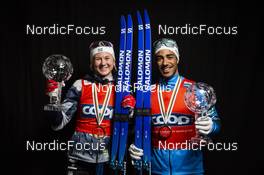 11.03.2022, Falun, Sweden (SWE): Richard Jouve (FRA), Maja Dahlqvist (SWE), (l-r)  - FIS world cup cross-country, cups, Falun (SWE). www.nordicfocus.com. © Modica/NordicFocus. Every downloaded picture is fee-liable.