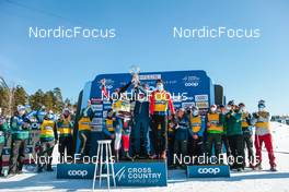 11.03.2022, Falun, Sweden (SWE): Norwegian teamwith the Cristal Globe 2021-2022 - FIS world cup cross-country, cups, Falun (SWE). www.nordicfocus.com. © Modica/NordicFocus. Every downloaded picture is fee-liable.