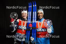 11.03.2022, Falun, Sweden (SWE): Richard Jouve (FRA), Maja Dahlqvist (SWE), (l-r)  - FIS world cup cross-country, cups, Falun (SWE). www.nordicfocus.com. © Modica/NordicFocus. Every downloaded picture is fee-liable.