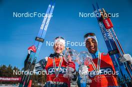 11.03.2022, Falun, Sweden (SWE): Maja Dahlqvist (SWE), Richard Jouve (FRA), (l-r)  - FIS world cup cross-country, cups, Falun (SWE). www.nordicfocus.com. © Modica/NordicFocus. Every downloaded picture is fee-liable.