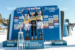 11.03.2022, Falun, Sweden (SWE): Jonna Sundling (SWE), Moa Olsson (SWE), Johanna Hagstroem (SWE), (l-r)  - FIS world cup cross-country, cups, Falun (SWE). www.nordicfocus.com. © Modica/NordicFocus. Every downloaded picture is fee-liable.