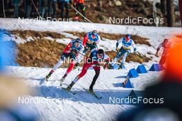 11.03.2022, Falun, Sweden (SWE): Simen Myhre (NOR), Michael Foettinger (AUT), Lars Hjelmeset (NOR), (l-r) - FIS world cup cross-country, individual sprint, Falun (SWE). www.nordicfocus.com. © Modica/NordicFocus. Every downloaded picture is fee-liable.