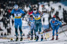 11.03.2022, Falun, Sweden (SWE): Lucas Chanavat (FRA), James Clugnet (GBR), Federico Pellegrino (ITA), (l-r) - FIS world cup cross-country, individual sprint, Falun (SWE). www.nordicfocus.com. © Modica/NordicFocus. Every downloaded picture is fee-liable.