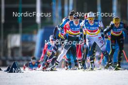13.03.2022, Falun, Sweden (SWE): Heidi Weng (NOR), Ebba Andersson (SWE), (l-r)  - FIS world cup cross-country, mixed relay, Falun (SWE). www.nordicfocus.com. © Modica/NordicFocus. Every downloaded picture is fee-liable.