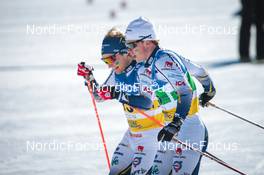 13.03.2022, Falun, Sweden (SWE): Bjoern Sandstroem (SWE), Eric Rosjoe (SWE), (l-r)  - FIS world cup cross-country, mixed relay, Falun (SWE). www.nordicfocus.com. © Modica/NordicFocus. Every downloaded picture is fee-liable.