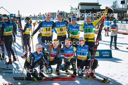 13.03.2022, Falun, Sweden (SWE): Florian Notz (GER), Friedrich Moch (GER), Jonas Dobler (GER), Lucas Boegl (GER), Victoria Carl (GER), Lisa Lohmann (GER), Katharina Hennig (GER), Pia Fink (GER), (l-r)  - FIS world cup cross-country, mixed relay, Falun (SWE). www.nordicfocus.com. © Modica/NordicFocus. Every downloaded picture is fee-liable.