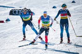 13.03.2022, Falun, Sweden (SWE): Beda Klee (SUI), Sjur Roethe (NOR), Lydia Hiernickel (SUI), (l-r)  - FIS world cup cross-country, mixed relay, Falun (SWE). www.nordicfocus.com. © Modica/NordicFocus. Every downloaded picture is fee-liable.