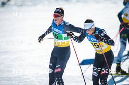 13.03.2022, Falun, Sweden (SWE): Logan Hanneman (USA), Adam Martin (USA), (l-r)  - FIS world cup cross-country, mixed relay, Falun (SWE). www.nordicfocus.com. © Modica/NordicFocus. Every downloaded picture is fee-liable.