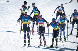 13.03.2022, Falun, Sweden (SWE): Logan Hanneman (USA), Julia Kern (USA), Jonas Dobler (GER), (l-r)  - FIS world cup cross-country, mixed relay, Falun (SWE). www.nordicfocus.com. © Modica/NordicFocus. Every downloaded picture is fee-liable.