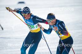 13.03.2022, Falun, Sweden (SWE): Cedric Steiner (SUI), Erwan Kaeser (SUI), (l-r)  - FIS world cup cross-country, mixed relay, Falun (SWE). www.nordicfocus.com. © Modica/NordicFocus. Every downloaded picture is fee-liable.