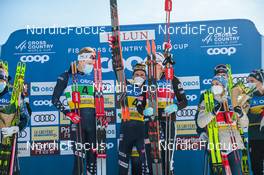 13.03.2022, Falun, Sweden (SWE): Zak Ketterson (USA), Scott Patterson (USA), Rosie Brennan (USA), (l-r)  - FIS world cup cross-country, mixed relay, Falun (SWE). www.nordicfocus.com. © Modica/NordicFocus. Every downloaded picture is fee-liable.