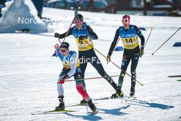 13.03.2022, Falun, Sweden (SWE): Therese Johaug (NOR), Friedrich Moch (GER), Florian Notz (GER), (l-r)  - FIS world cup cross-country, mixed relay, Falun (SWE). www.nordicfocus.com. © Modica/NordicFocus. Every downloaded picture is fee-liable.