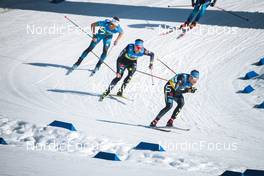 13.03.2022, Falun, Sweden (SWE): Clement Parisse (FRA), Jonas Dobler (GER), Lucas Boegl (GER), (l-r)  - FIS world cup cross-country, mixed relay, Falun (SWE). www.nordicfocus.com. © Modica/NordicFocus. Every downloaded picture is fee-liable.